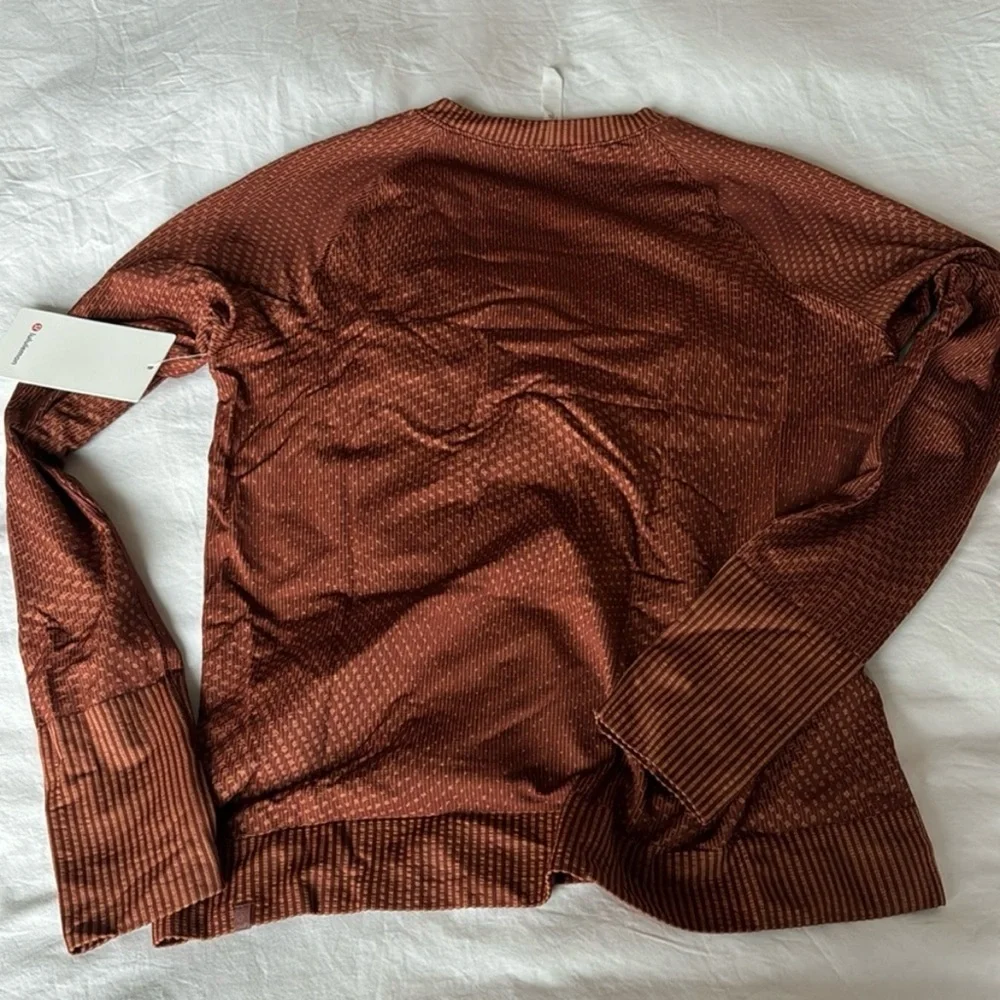 NWT Lululemon Grid Warp Date Brown / Desert Sun Rest Less Pullover size 12 - Picture 6 of 6